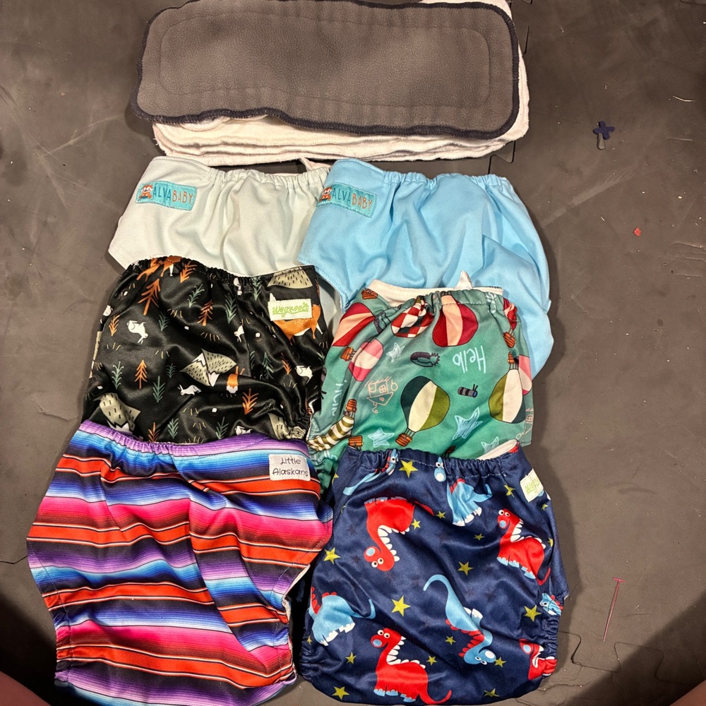 lot of 6 Alvababy Wegreeco Little Alaskans Cloth Diapers Pocket Inserts OS
